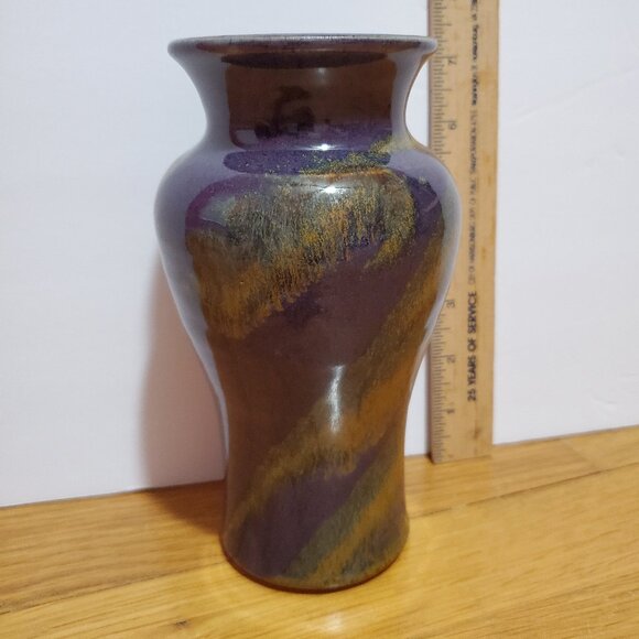 Purple and Yellow Pottery Vase signed St. Myers 2006 - Picture 3 of 11